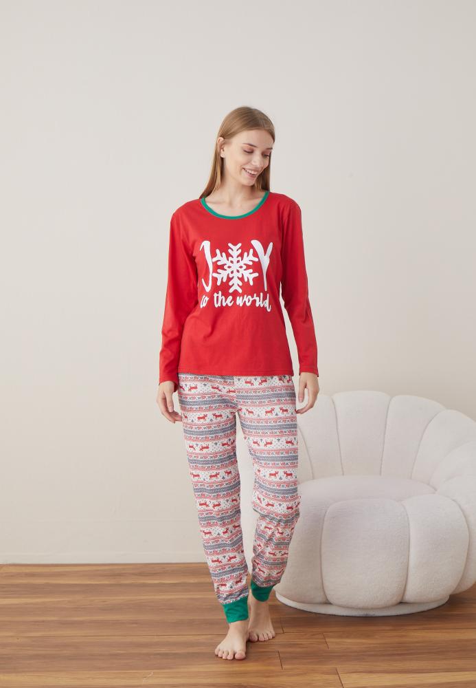 Pijama Dama Craciun ,maneca lunga ,pantaloni lungi,Engros